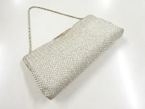 アンティーク　銀糸織り柄ハンドバッグ